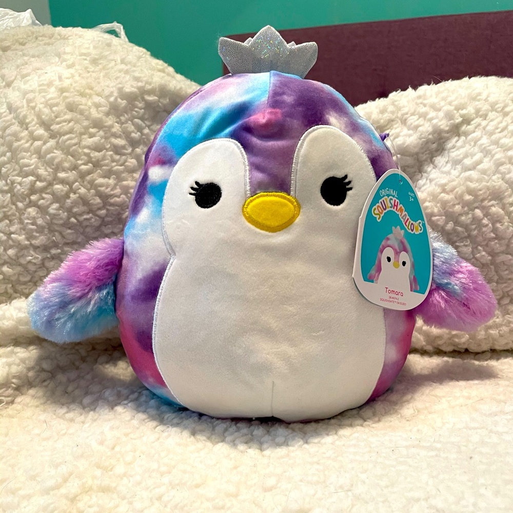 Squishmellow Tye Dye Penguin with Crown
